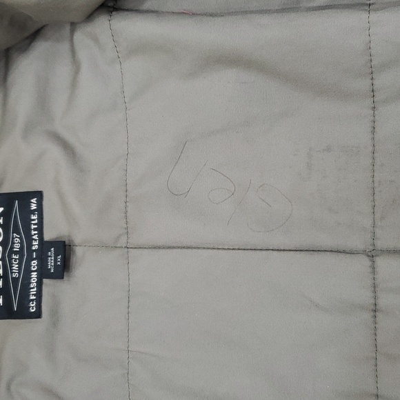 Filson waxed jacket men's XXL otter green quilt lining wool collar personalized - Picture 5 of 16